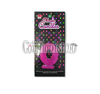 Vela Gibreada Numero 0 Color Fucsia Magic Candles
