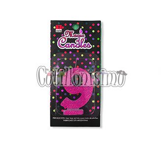 Vela Gibreada Numero 9 Color Fucsia Magic Candles