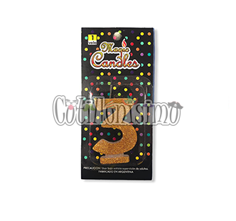 Vela Gibreada Numero 3 Color Dorado Magic Candles
