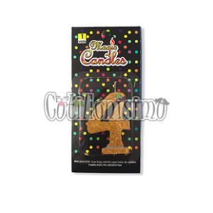 Vela Gibreada Numero 4  Color Dorado Magic Candles
