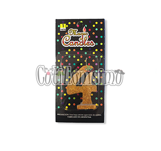 Vela Gibreada Numero 4  Color Dorado Magic Candles