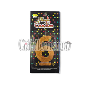 Vela Gibreada Numero 6 Color Dorado Magic Candles
