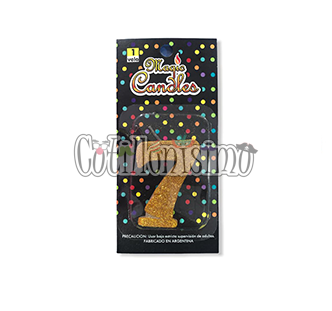 Vela Gibreada Numero 7 Color Dorado Magic Candles