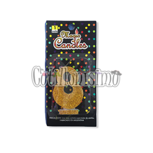 Vela Gibreada Numero 8 Color Dorado Magic Candles