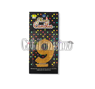 Vela Gibreada Numero 9 Color Dorado Magic Candles