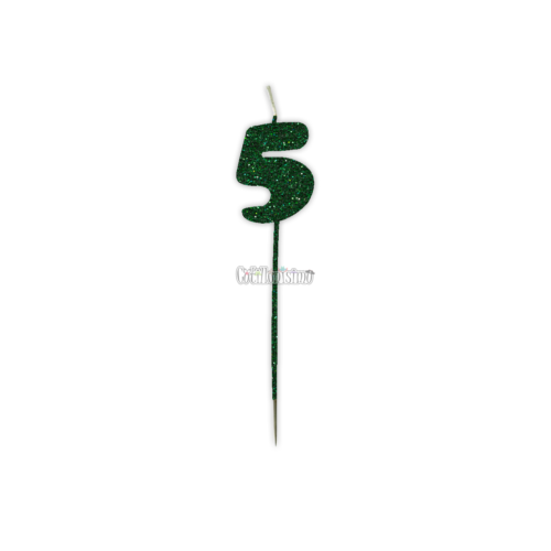 Vela Pinche Gibreada Nº5 Color Verde Oscuro