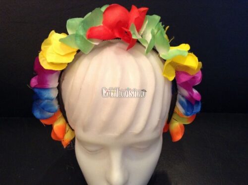 Vincha con Flores Multicolor (FLUO) - Pack X10