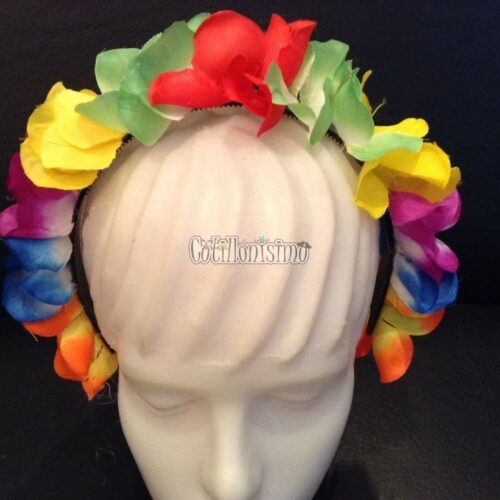 Vincha con Flores Multicolor (FLUO) - Pack X10