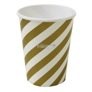 Vaso Polipapel Rayado Dorado 240cc x8
