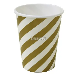 Vaso Polipapel Rayado Dorado 240cc x8