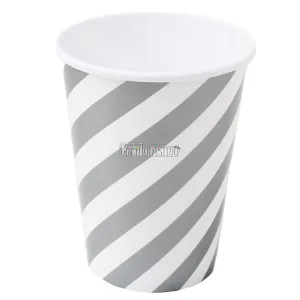 Vaso Polipapel Rayado Plateado 240cc x8