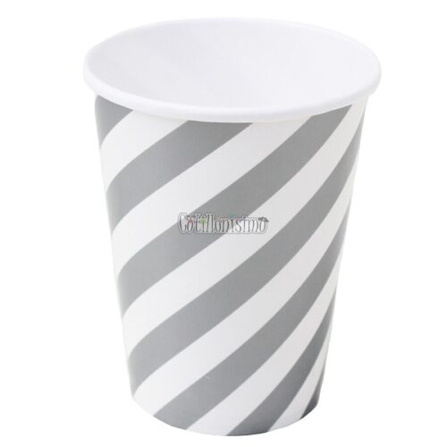 Vaso Polipapel Rayado Plateado 240cc x8