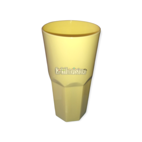 Vaso Facetado Plastico Amarillo Pastel 410cc