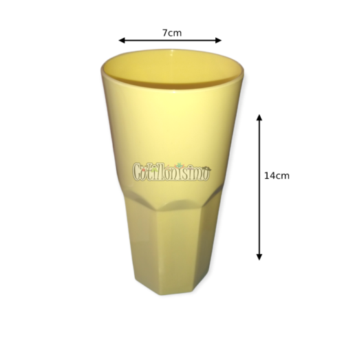 Vaso Facetado Plastico Amarillo Pastel 410cc - Imagen 2