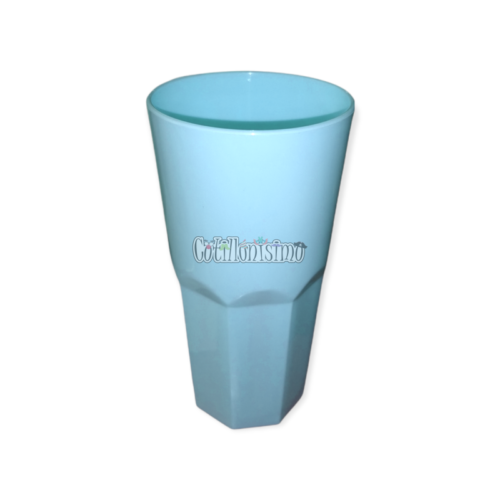 Vaso Facetado Plastico Celeste Pastel 410cc