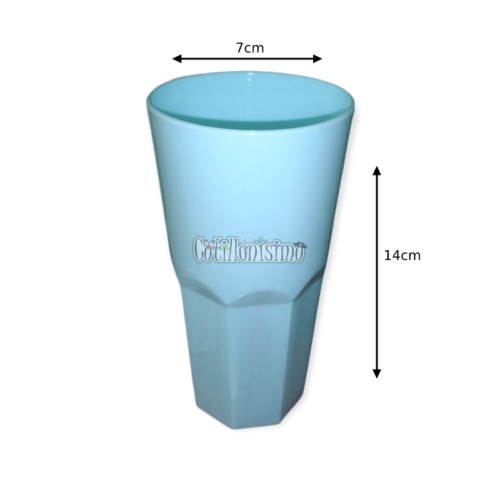 Vaso Facetado Plastico Celeste Pastel 410cc - Imagen 2