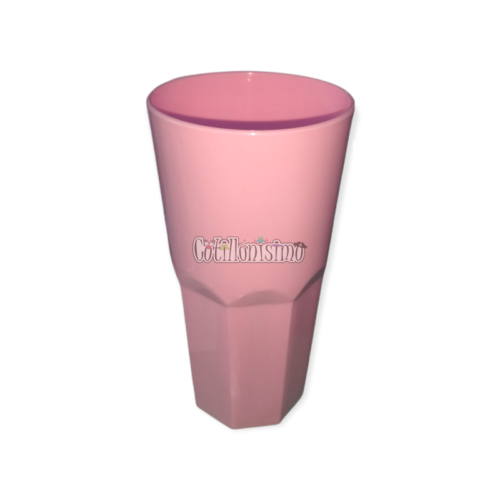 Vaso Facetado Plastico Rosa Pastel 410cc