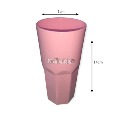 Vaso Facetado Plastico Rosa Pastel 410cc - Imagen 2