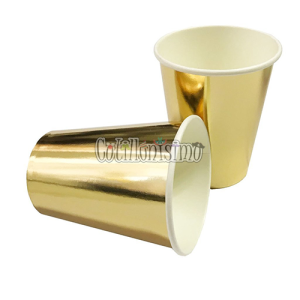 Vaso Polipapel Metalizado Dorado X6 Unidades