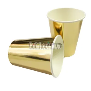 Vaso Polipapel Metalizado Dorado X6 Unidades