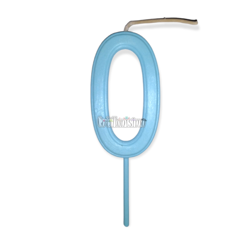 Vela Numero 0 Color Celeste Pastel 11cm