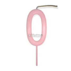 Vela Numero 0 Color Rosa Pastel 11cm