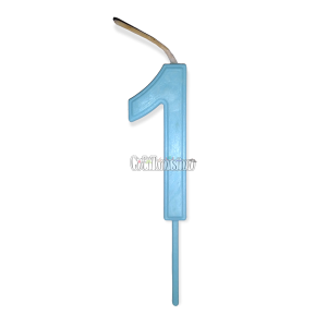 Vela Numero 1 Color Celeste Pastel 11cm
