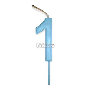 Vela Numero 1 Color Celeste Pastel 11cm