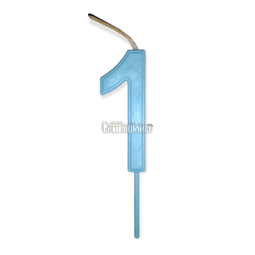Vela Numero 1 Color Celeste Pastel 11cm