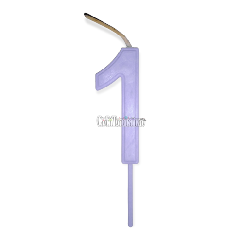 Vela Numero 1 Color Lila Pastel 11cm