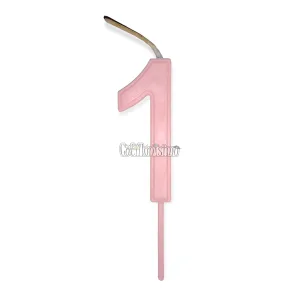 Vela Numero 1 Color Rosa Pastel 11cm