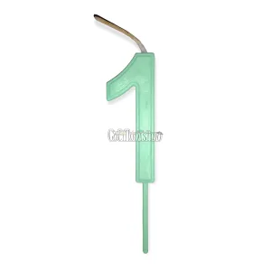 Vela Numero 1 Color Verde Pastel 11cm