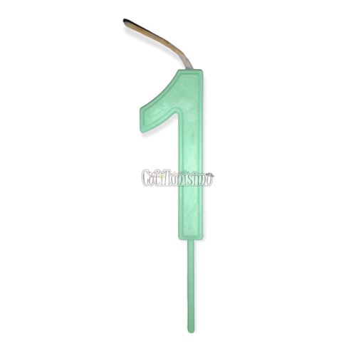 Vela Numero 1 Color Verde Pastel 11cm