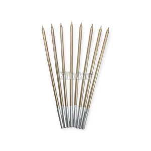 Vela 15cm Metalizada Champagne x8 Unidades