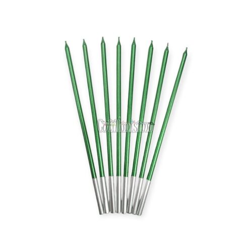 Vela 15cm Metalizada Verde x8 Unidades