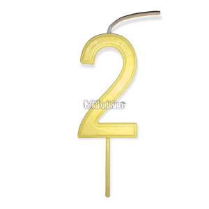 Vela Numero 2 Color Amarillo Pastel 11cm