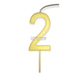 Vela Numero 2 Color Amarillo Pastel 11cm