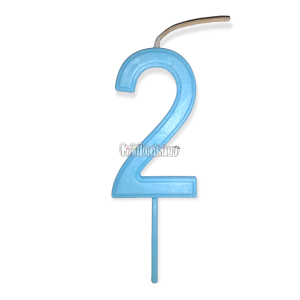 Vela Numero 2 Color Celeste Pastel 11cm