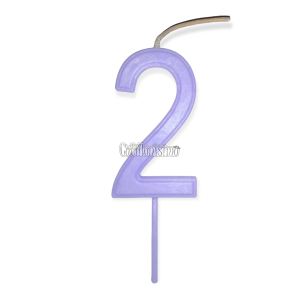 Vela Numero 2 Color Lila Pastel 11cm