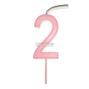 Vela Numero 2 Color Rosa Pastel 11cm