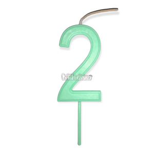 Vela Numero 2 Color Verde Pastel 11cm