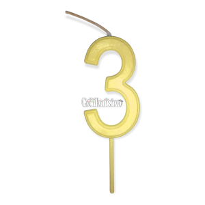 Vela Numero 3 Color Amarillo Pastel 11cm