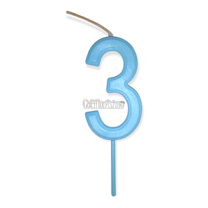Vela Numero 3 Color Celeste Pastel 11cm