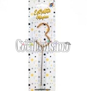 Vela CHISPITA Numero 3 Color Dorado Sparkles