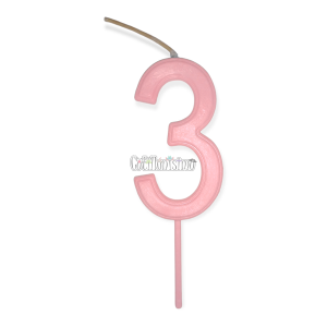 Vela Numero 3 Color Rosa Pastel 11cm
