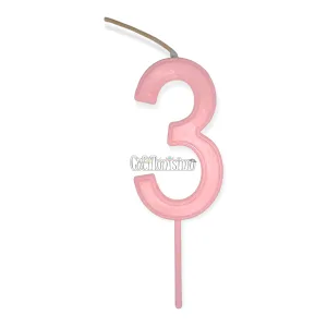 Vela Numero 3 Color Rosa Pastel 11cm