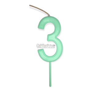 Vela Numero 3 Color Verde Pastel 11cm