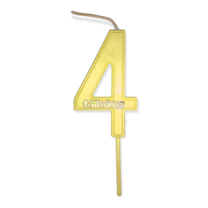 Vela Numero 4 Color Amarillo Pastel 11cm