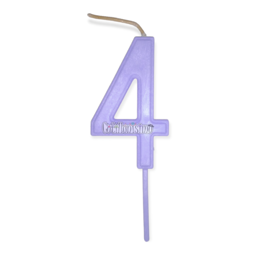 Vela Numero 4 Color Lila Pastel 11cm