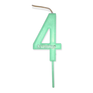 Vela Numero 4 Color Verde Pastel 11cm